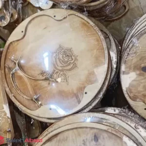 فروش عمده سینی چوبی گرد طرح گل رز 2 سایز