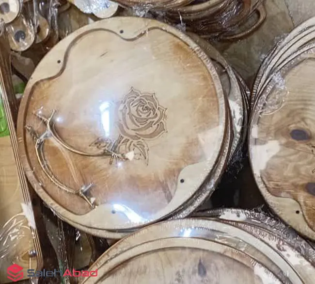 فروش عمده سینی چوبی گرد طرح گل رز 2 سایز