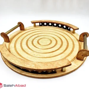 فروش عمده سینی گرد چوبی با دسته فلزی