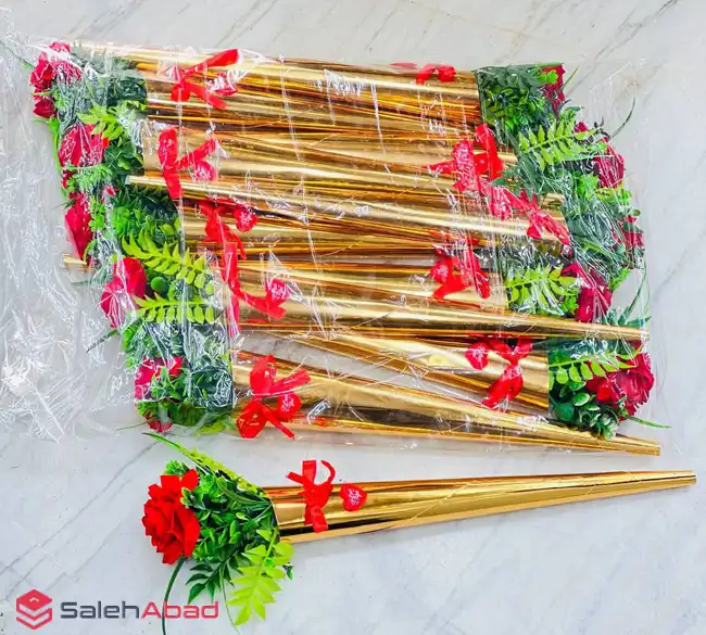 فروش عمده شاخه گل مصنوعی رز مخمل قیفی