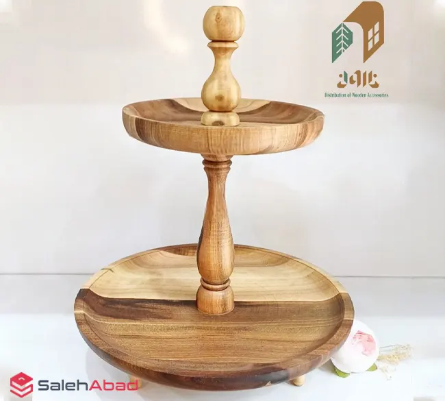 فروش عمده شیرینی خوری چوبی گرد 2 طبقه