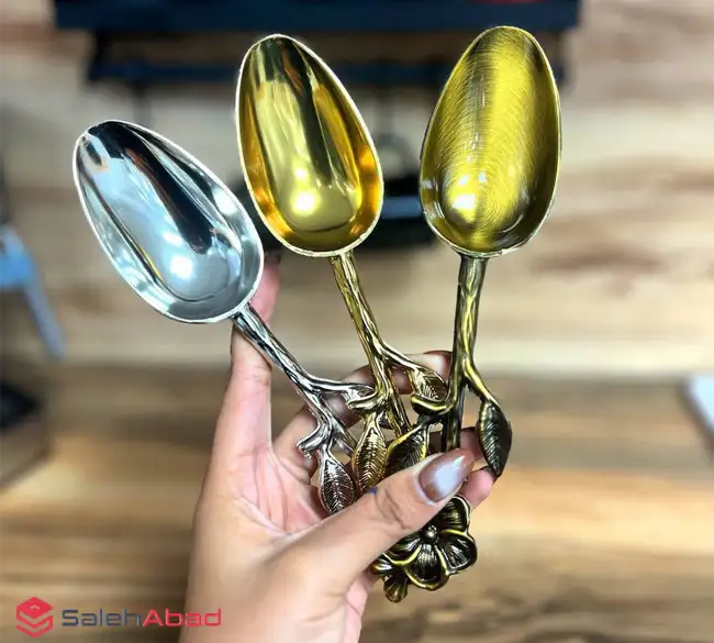 فروش عمده قاشق آجیل خوری فلزی طرح گل
