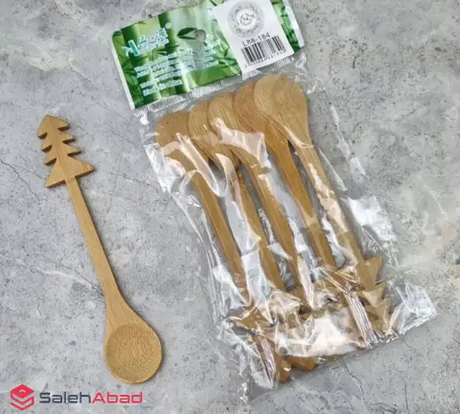 فروش عمده قاشق ادویه چوبی طرح درخت کاج