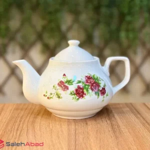 فروش عمده قوری چینی سفید طرح گلسرخی