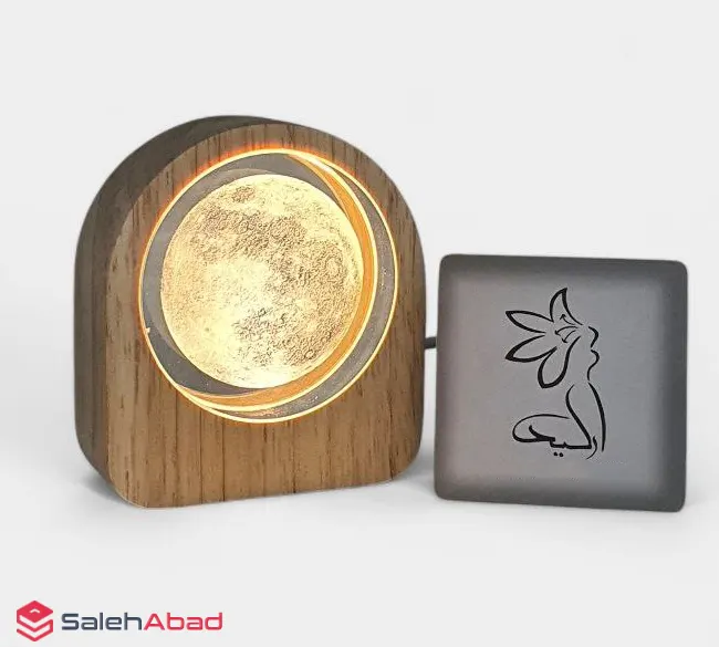 فروش عمده گوی کریستال پایه چوبی طرح ماه