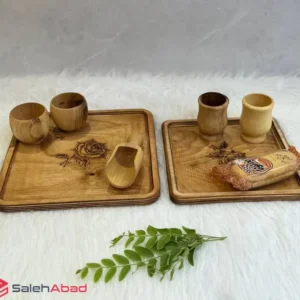 فروش عمده سینی چوبی مربع طرح گل رز 2 سایز