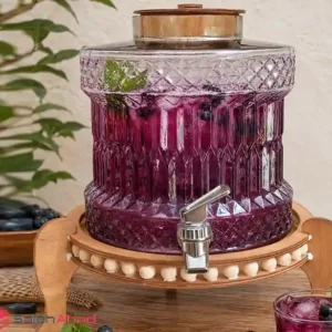 فروش عمده کلمن شیشه ای مهره دار پایه چوب