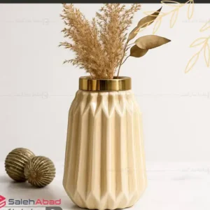 فروش عمده گلدان شیشه ای شیاری طوق برنجی
