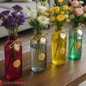 فروش عمده گلدان رنگی شیشه ای استوانه
