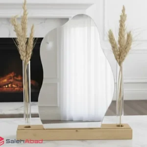 فروش عمده آینه دفرمه با پایه چوبی و گلدان