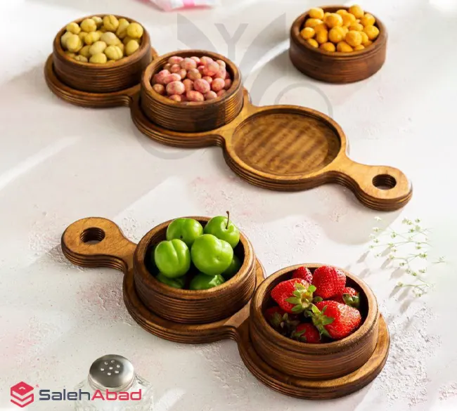 فروش عمده اردو خوری چوبی پیاله گرد زیره دار