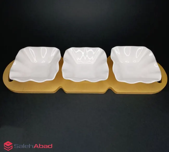 فروش عمده اردو خوری سرامیکی مربع 3 پیاله