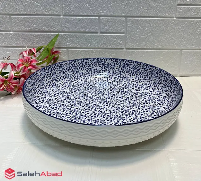 فروش عمده دیس سرامیکی گود طرح گل آبی