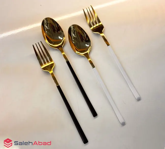 فروش عمده ست قاشق چنگال استیل طلایی