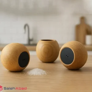 فروش عمده نمک پاش چوبی گرد جفتی رایکا