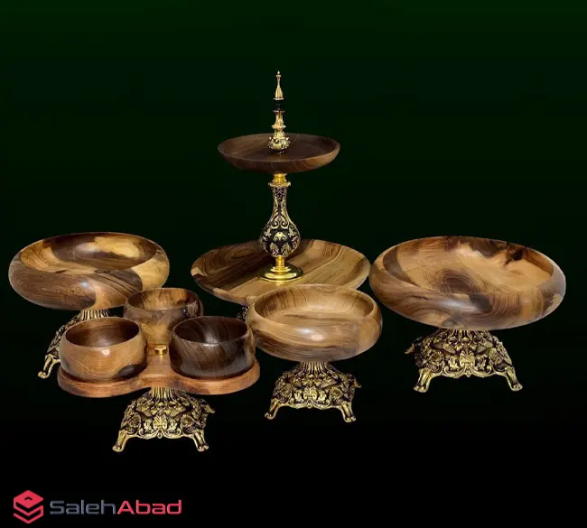 فروش عمده ست پذیرایی چوبی گرد 5 تکه