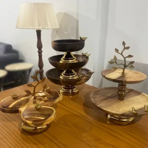 فروش عمده ظروف پذیرایی چوبی طرح گنجشک