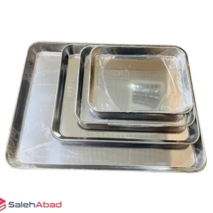 فروش عمده سینی سرو استیل مستطیل 4 سایز