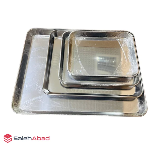 فروش عمده سینی سرو استیل مستطیل 4 سایز