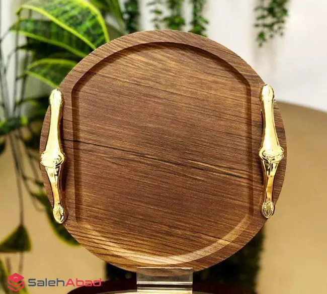 فروش عمده سینی وکیوم گرد دسته طلایی