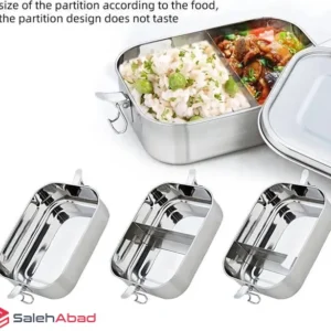 فروش عمده ظرف غذا استیل مستطیل دو خانه