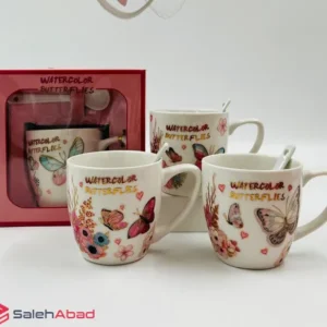 فروش عمده ماگ سرامیکی سفید طرح پروانه
