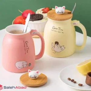 فروش عمده ماگ سرامیکی درب چوبی گربه ای