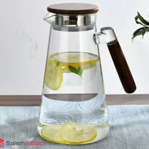 فروش عمده پارچ آب پیرکس دسته چوب بامبو