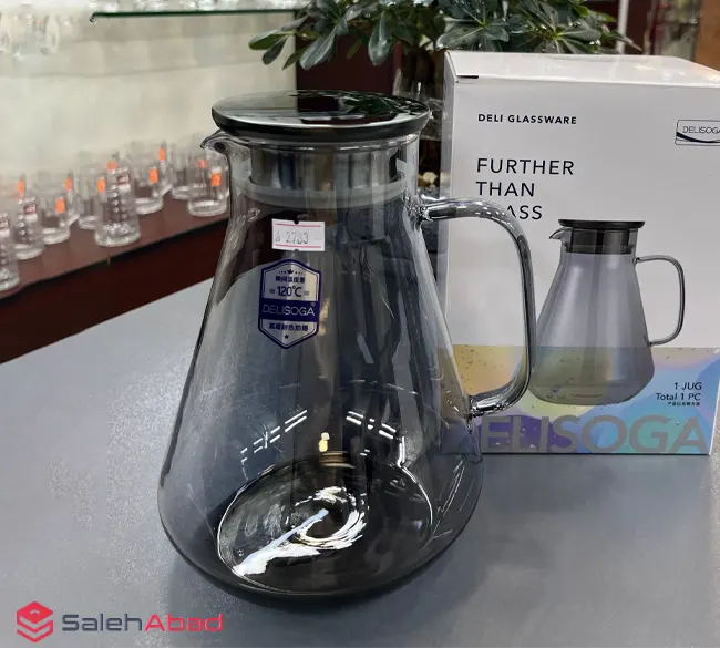 فروش عمده پارچ پیرکس دودی درب استیل DELI