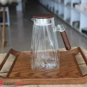 فروش عمده پارچ پیرکس دسته چوبی چند ظلعی