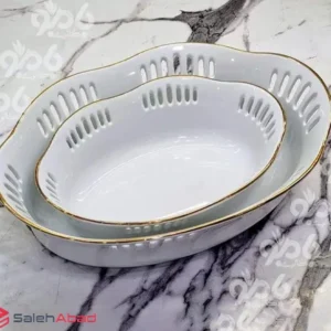 فروش عمده کاسه چینی بیضی لب طلا مدل بیتا