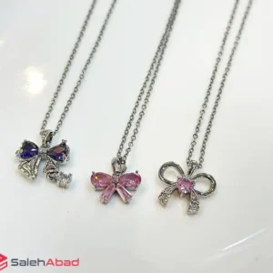 فروش عمده گردنبند زنانه پاپیون نگینی