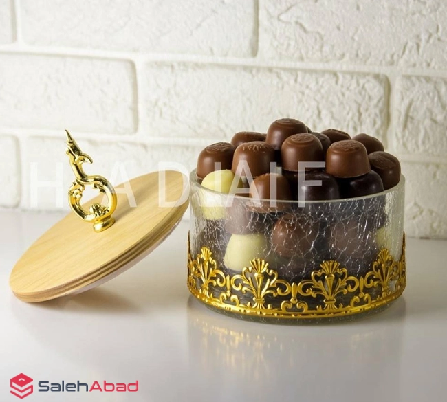 فروش عمده شکلات خوری شیشه آبگز درب چوبی