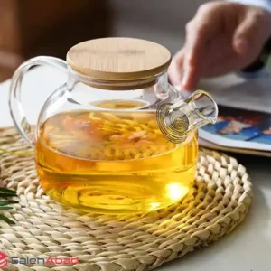 فروش عمده قوری پیرکس درب چوبی 1000 میل