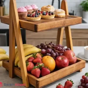 فروش عمده استند سرو چوبی دو طبقه