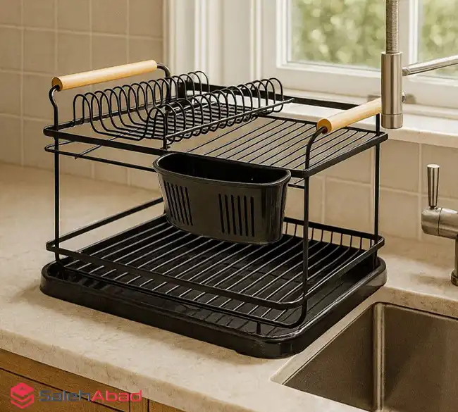فروش عمده آبچکان فلزی دو طبقه مشکی نارون