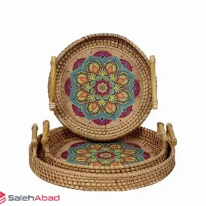 فروش عمده سینی حصیری گرد کف صدفی