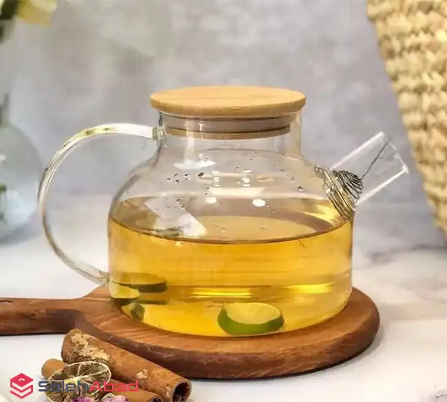 فروش عمده قوری پیرکس درب بامبو 1100 میل