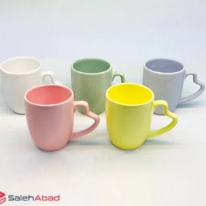 فروش عمده ماگ سرامیک رنگی دسته قلبی