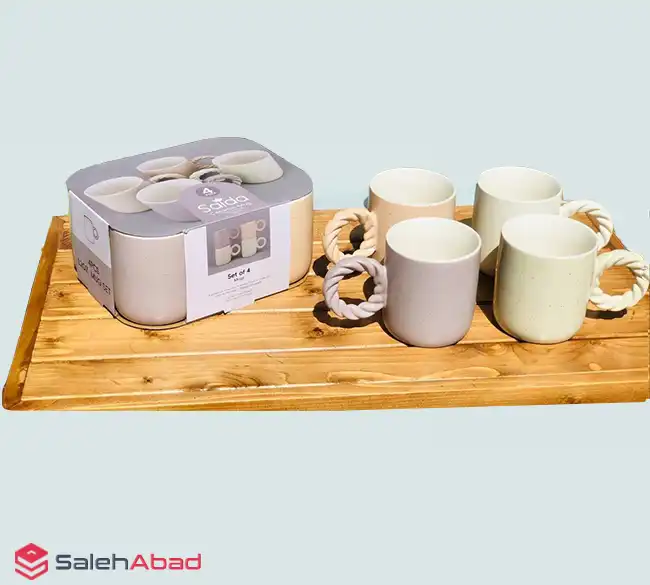 فروش عمده ماگ سرامیکی دسته طنابی 4 عددی