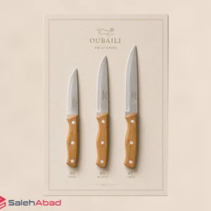 فروش عمده چاقو دسته چوبی آشپزخانه 3 میخ OUBAILI