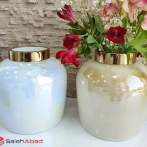 فروش عمده گلدان شیشه ای طوق طلایی
