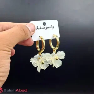 فروش عمده گوشواره گل سفید طلایی