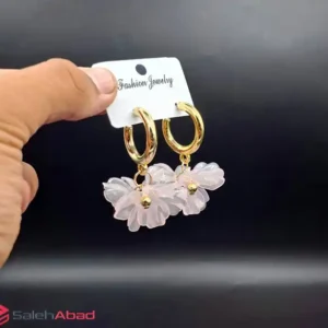 فروش عمده گوشواره حلقه ای با آویز گل