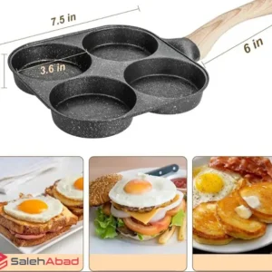 فروش عمده تابه پنکیک چدن ۴ خانه دسته چوبی