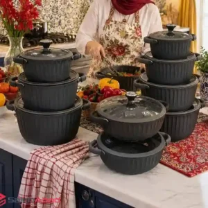 فروش عمده ست قابلمه ۱۰ پارچه چدن گرانیتی ZIO