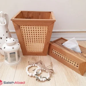 فروش عمده سطل و جا دستمال چوبی حصیری