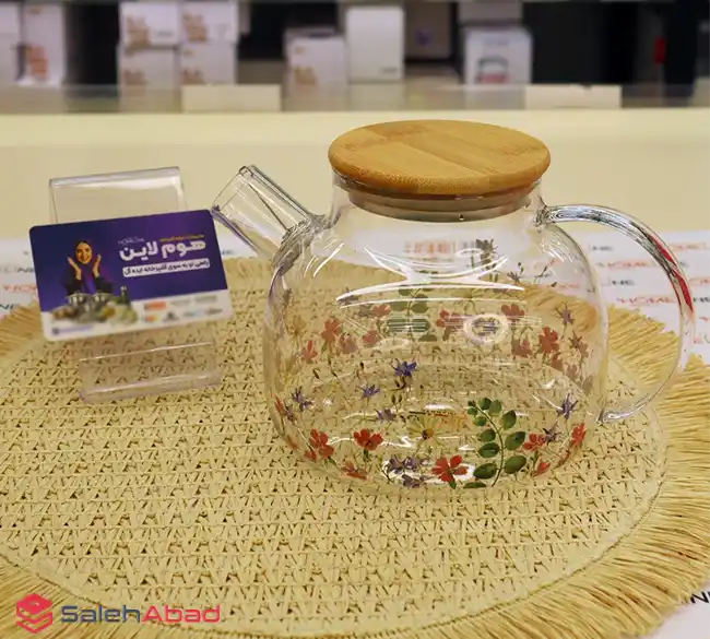 فروش عمده قوری پیرکس گلدار درب بامبو