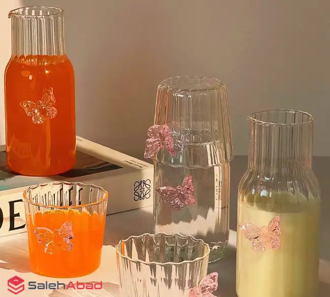 فروش عمده ست پارچ و لیوان شب پروانه ای