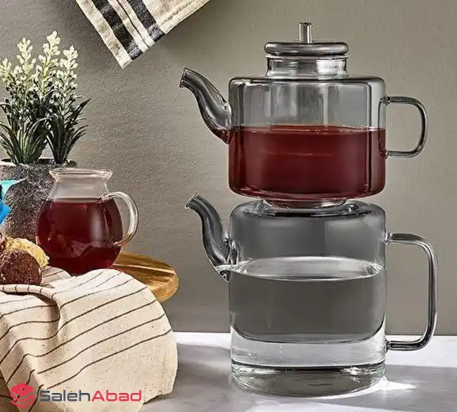 فروش عمده کتری قوری استوانه پیرکس دودی